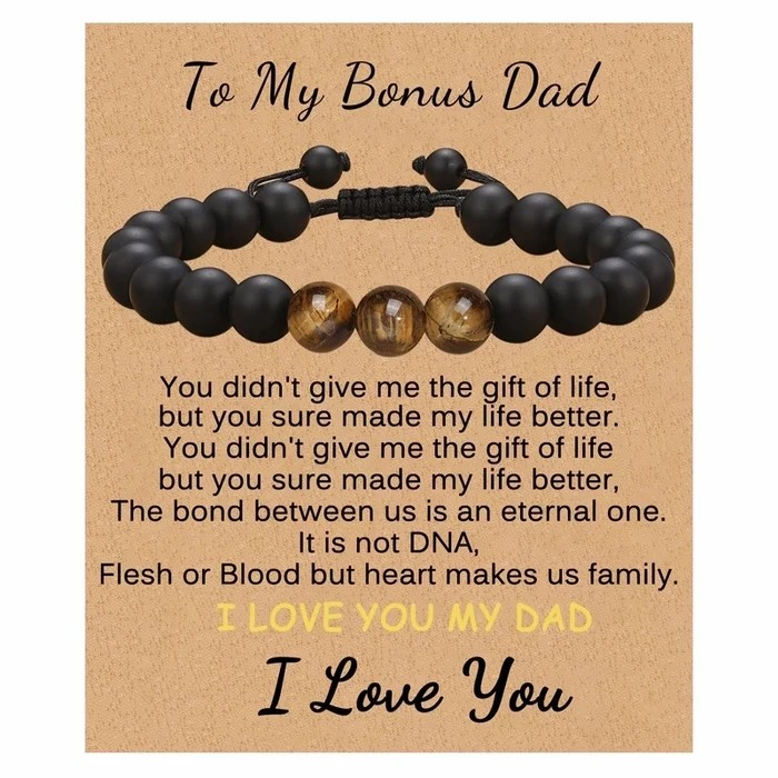Retro Geometric Tiger Eye Stone Bracelet for Men | Morse Code Gift for Son, Husband, Boyfriend, Grandson | Natural Stone Jewelry
