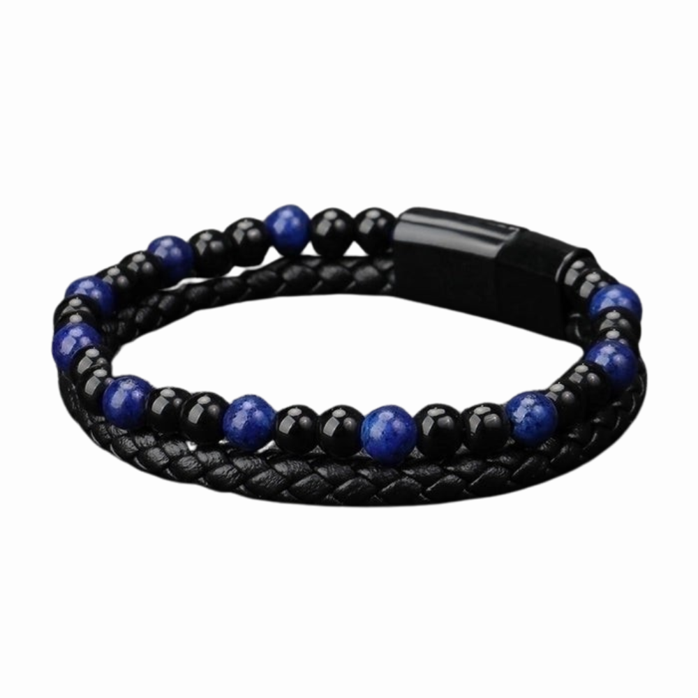 Men's Ethnic Style Men's Bracelet – Natural Stone & Volcanic Rock | Twist Design | Adjustable Alloy Bracelet for Men