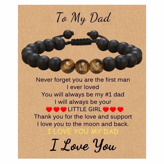 Retro Geometric Tiger Eye Stone Bracelet for Men | Morse Code Gift for Son, Husband, Boyfriend, Grandson | Natural Stone Jewelry