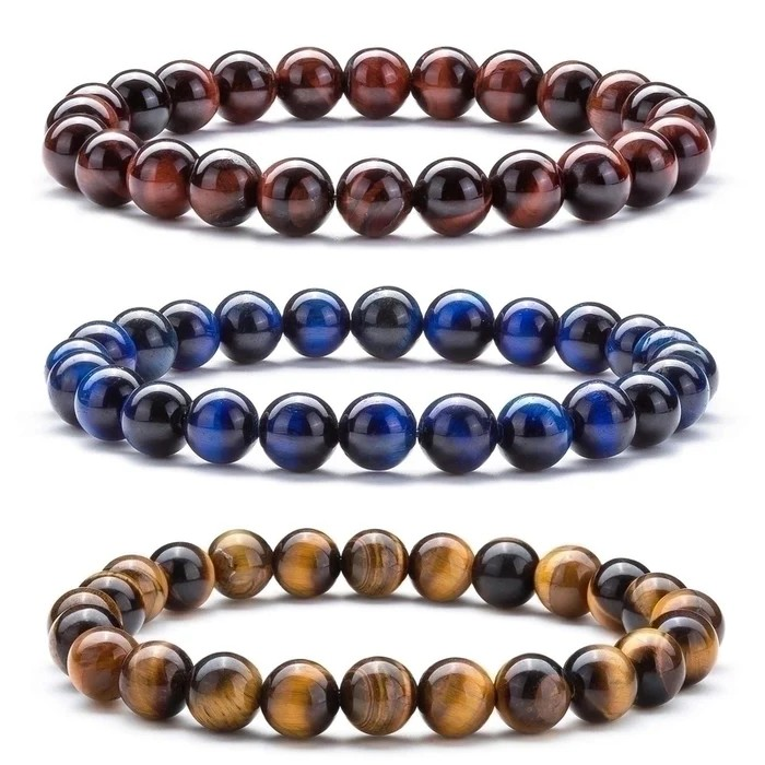 Men's Natural Stone Beaded Bracelet | Fashion Round Beads Bracelet for Men | Adjustable Handmade Gift for Him