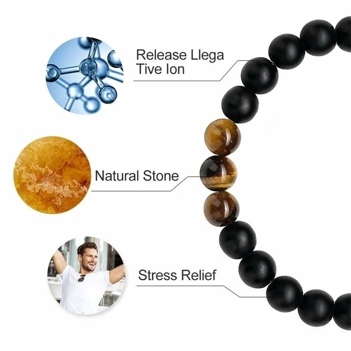 Retro Geometric Tiger Eye Stone Bracelet for Men | Morse Code Gift for Son, Husband, Boyfriend, Grandson | Natural Stone Jewelry