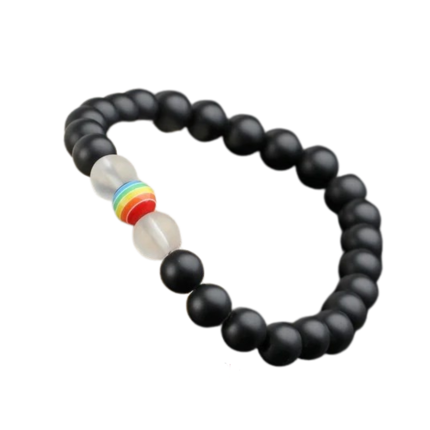 Men's Vintage Geometric Lava Rock & Glass Beaded Bracelet | Unisex Handmade Boho Jewelry | Stretchy Bead Bracelet for Men & Women