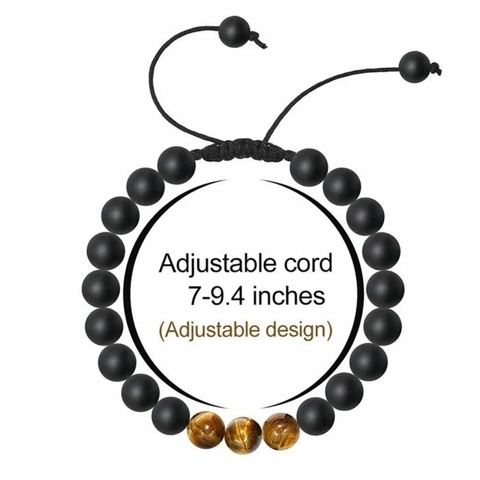 Retro Geometric Tiger Eye Stone Bracelet for Men | Morse Code Gift for Son, Husband, Boyfriend, Grandson | Natural Stone Jewelry