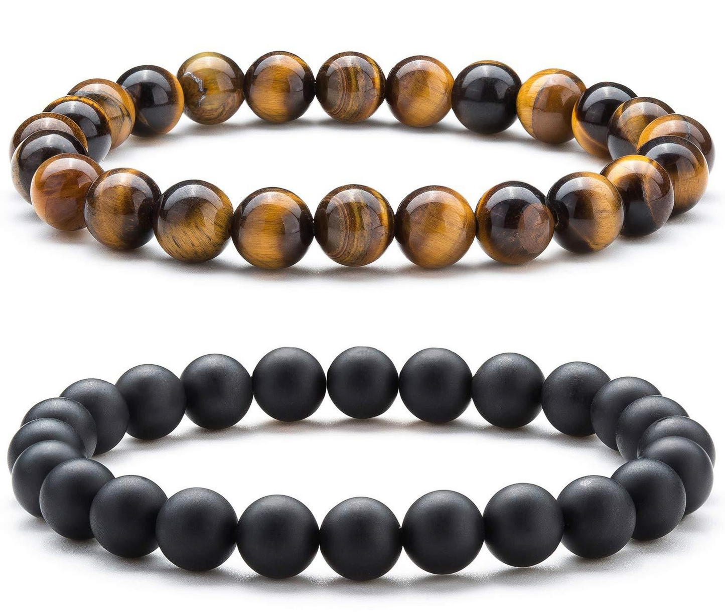 Men's Natural Stone Beaded Bracelet | Fashion Round Beads Bracelet for Men | Adjustable Handmade Gift for Him