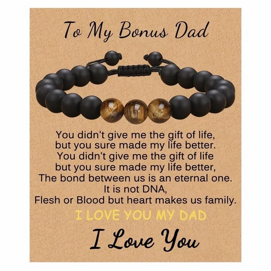Retro Geometric Tiger Eye Stone Bracelet for Men | Morse Code Gift for Son, Husband, Boyfriend, Grandson | Natural Stone Jewelry